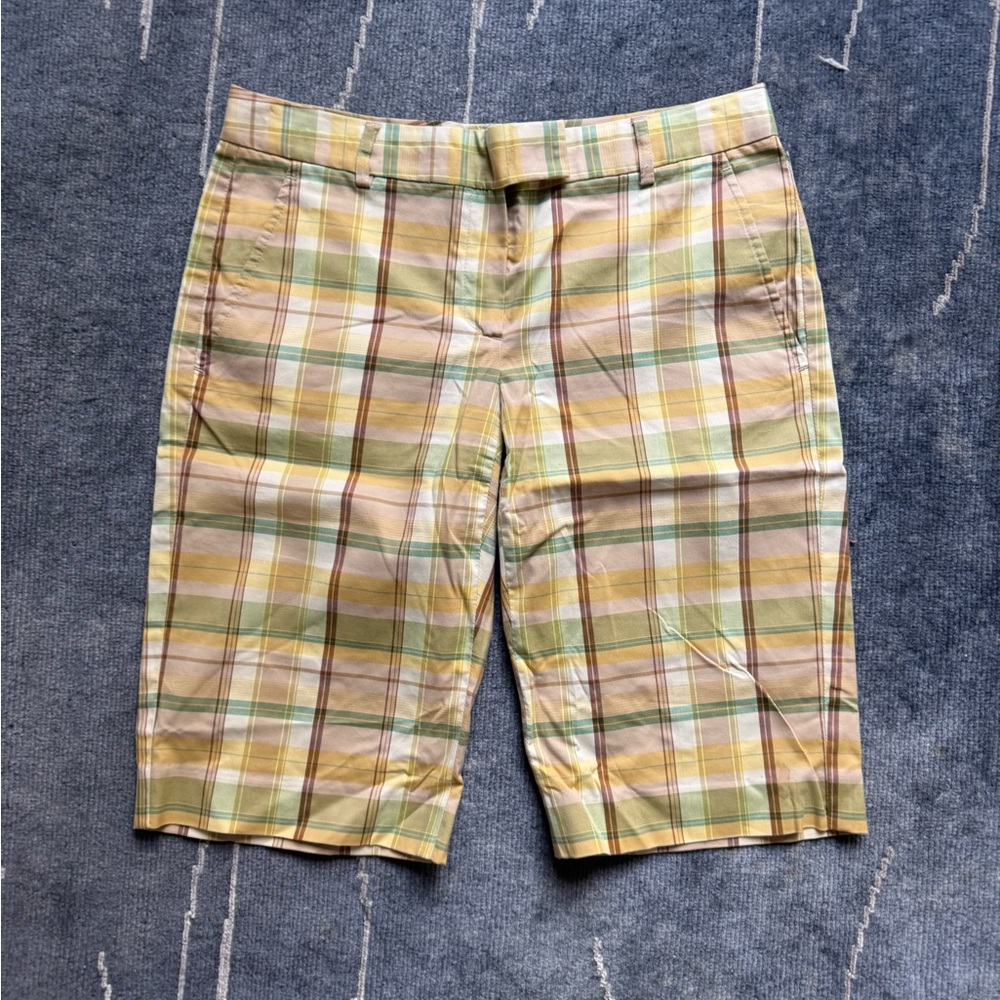 Plaid Tan and Green Shorts